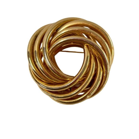 Vintage Domed Swirl Brooch Goldtone 1970s 1.75" Diameter - Picture 1 of 6